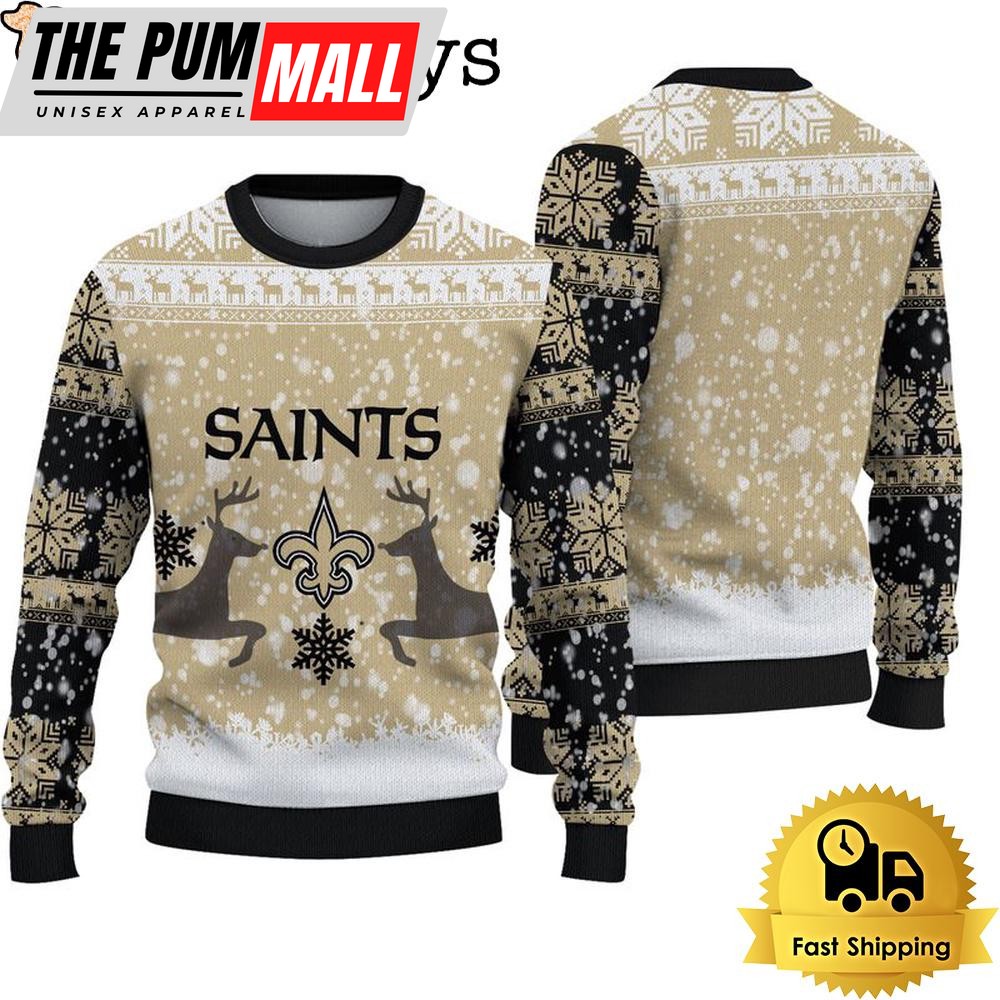 New Orleans Saints Reindeer Football Ugly Christmas Sweater