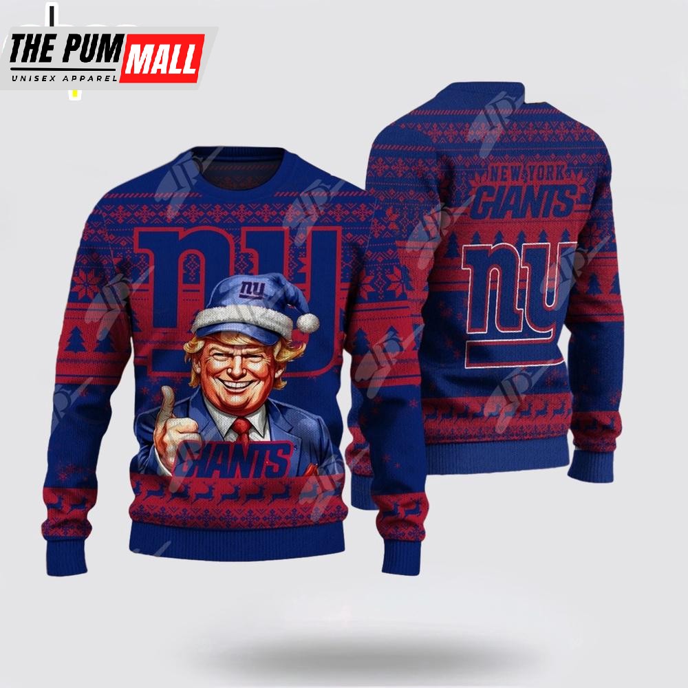 New York Giants Christmas Donald Trump Knitted Sweater