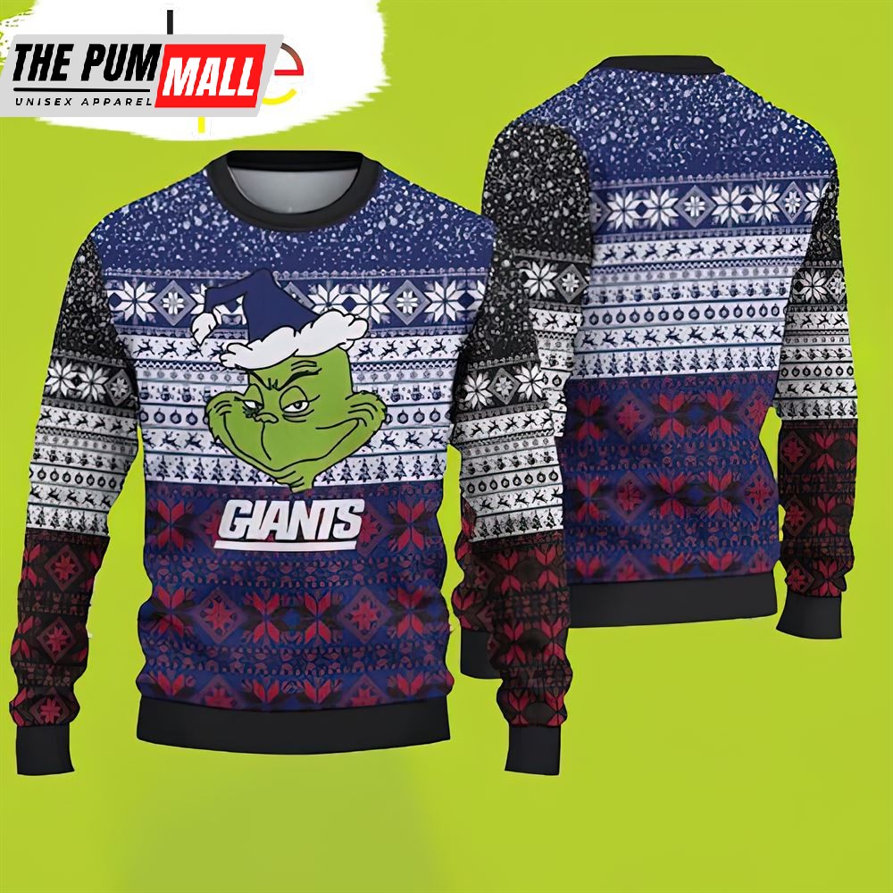 New York Giants Christmas Grinch Christmas Sweater Giants Christmas Sweater