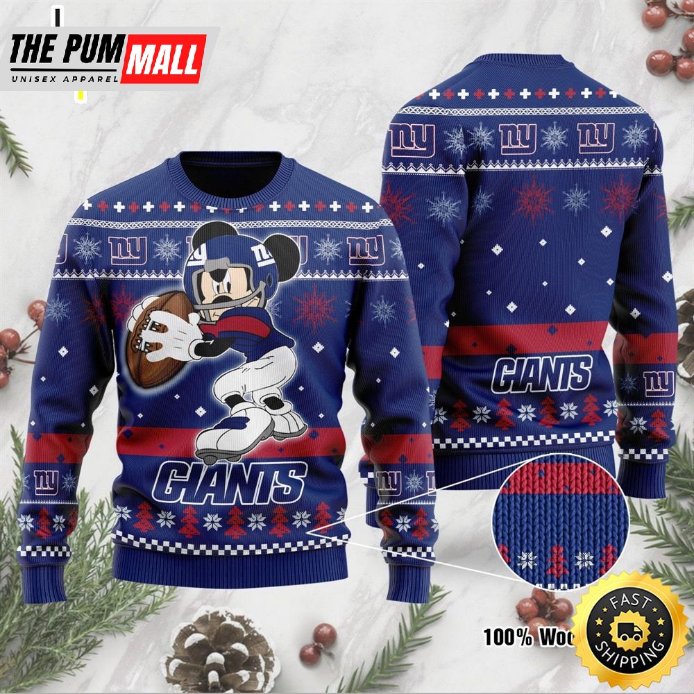 New York Giants Mickey Mouse Funny Ugly Christmas Sweater, Perfect Holiday Gift
