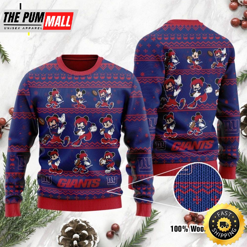 New York Giants Mickey Mouse Holiday Party Ugly Christmas Sweater, Perfect Holiday Gift