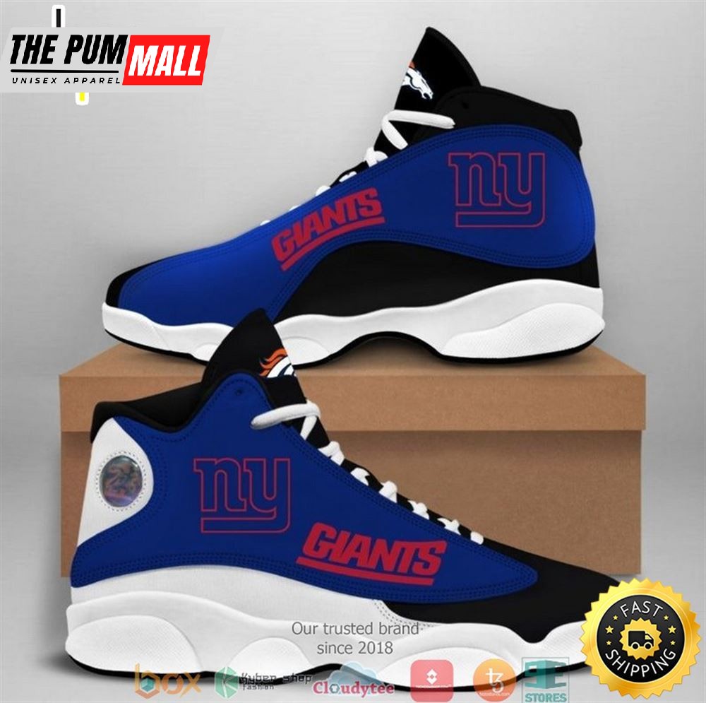 New York Giants Nfl Big Logo Football Team Air Jd 13 Sneaker Shoes
