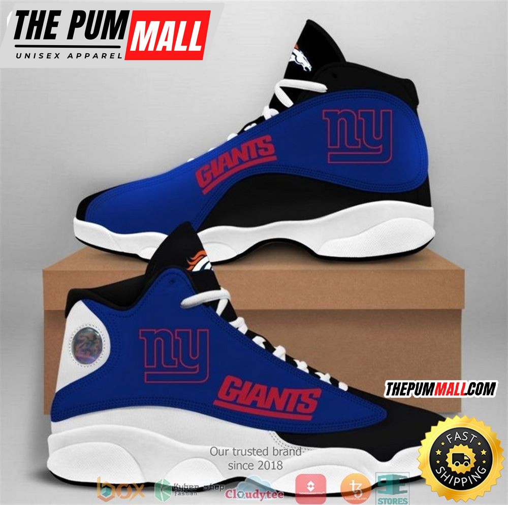 New York Giants Nfl Big Logo Football Team Air Jd 13 Sneaker Shoes