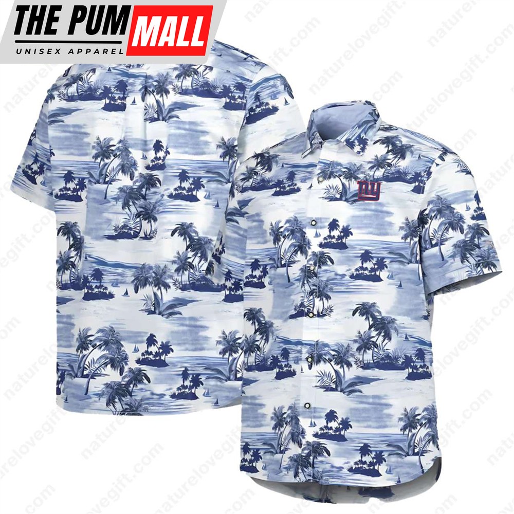 New York Giants Palm Tree Men’s Tropical Button-Down Hawaiian Shirt
