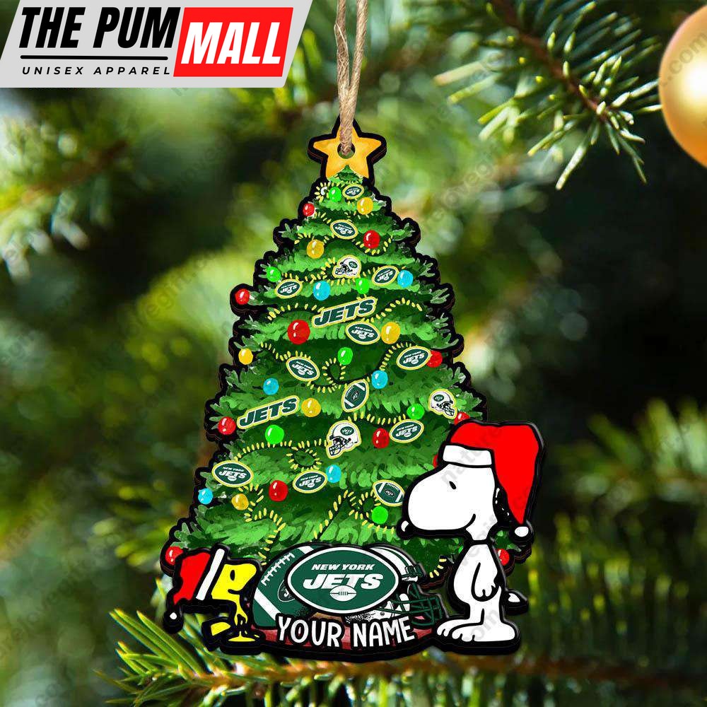 New York Jets Custom Snoopy Peanuts Christmas Ornament Xmas Tree Decorations Limited Edition
