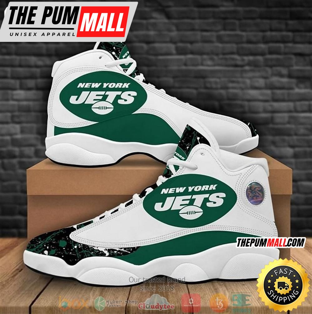 New York Jets Football Nfl Big Logo 6 Air Jd 13 Sneaker Shoes