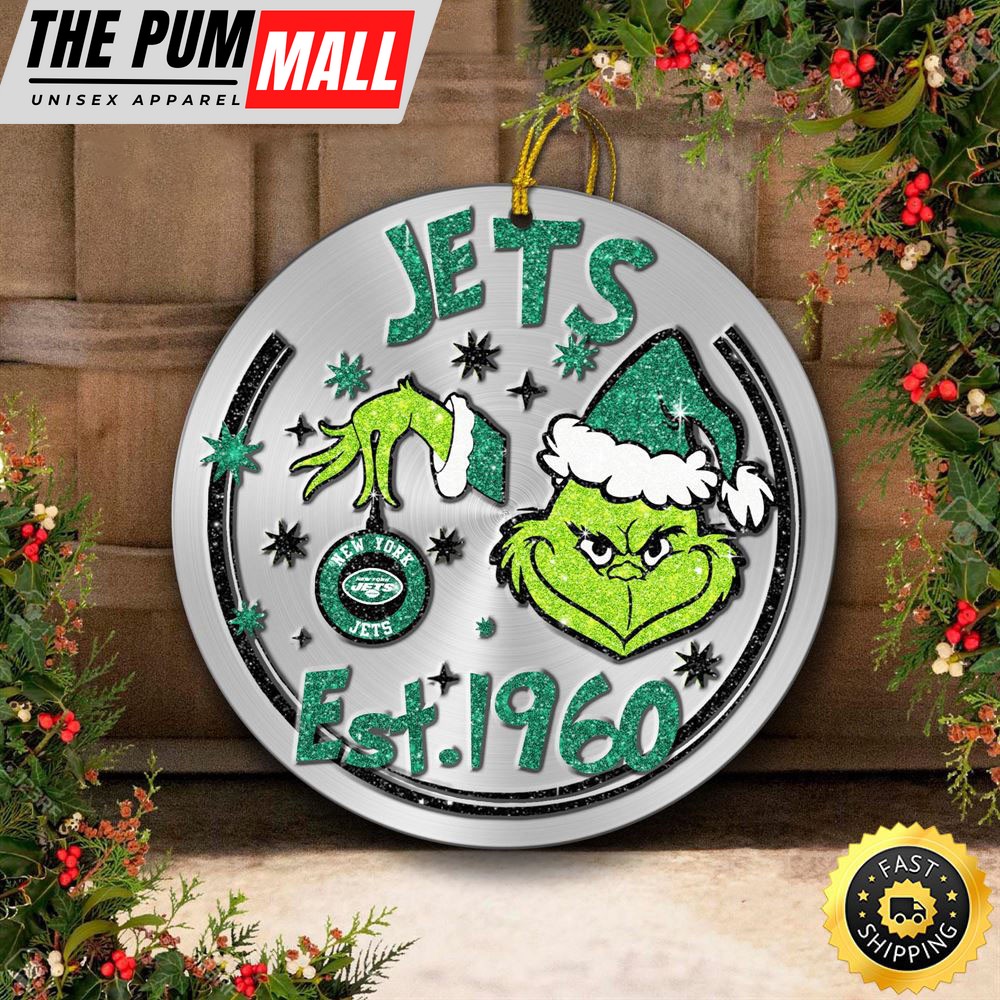 New York Jets Grinch Circle Ornaments Christmas Limited Edition