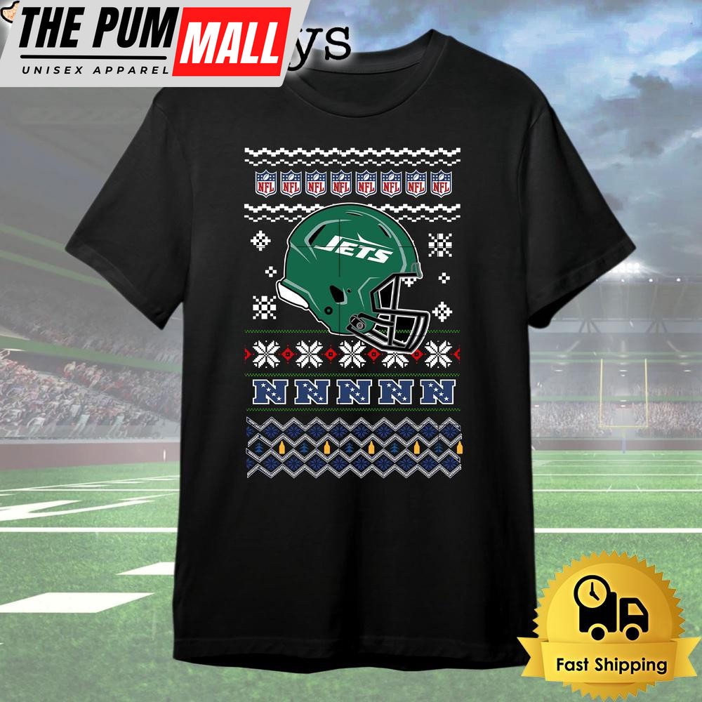 New York Jets Helmet Team Christmas T Shirt