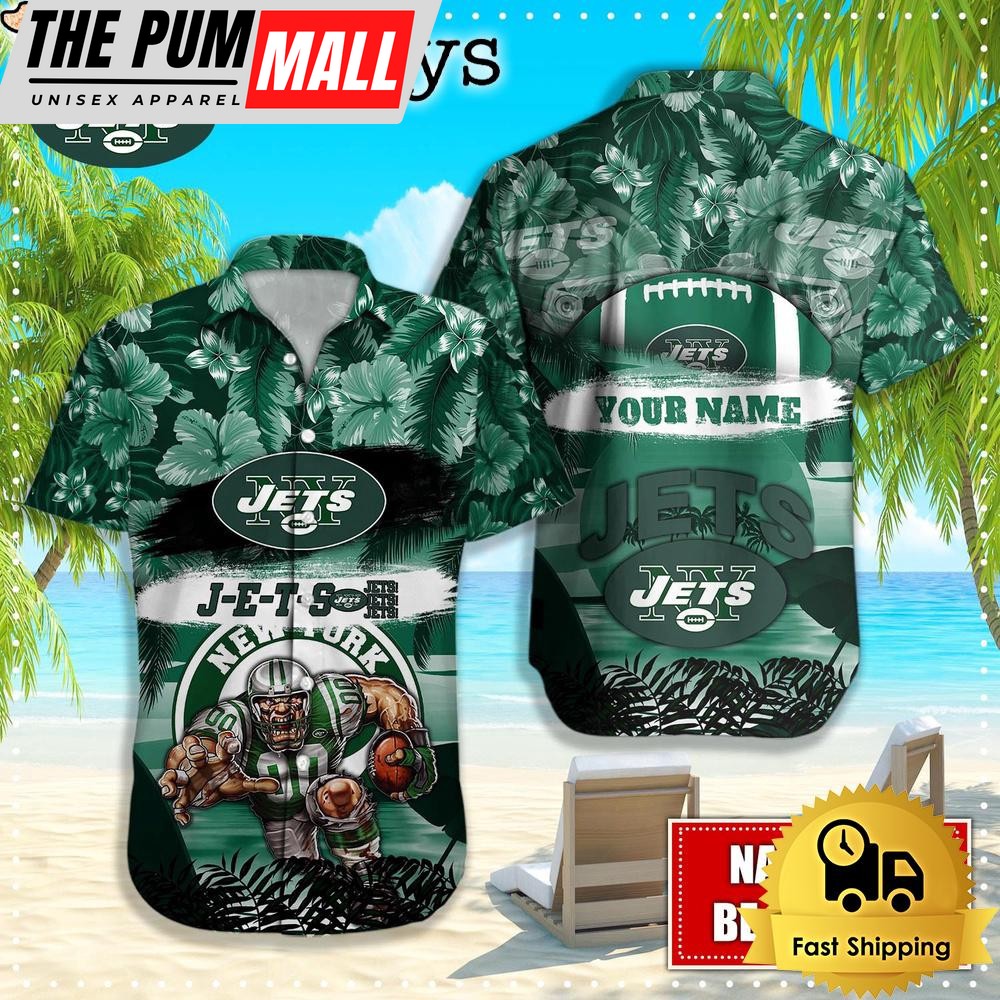 New York Jets Mascot Football Hawaiian Shirt, NFL Aloha Shirts