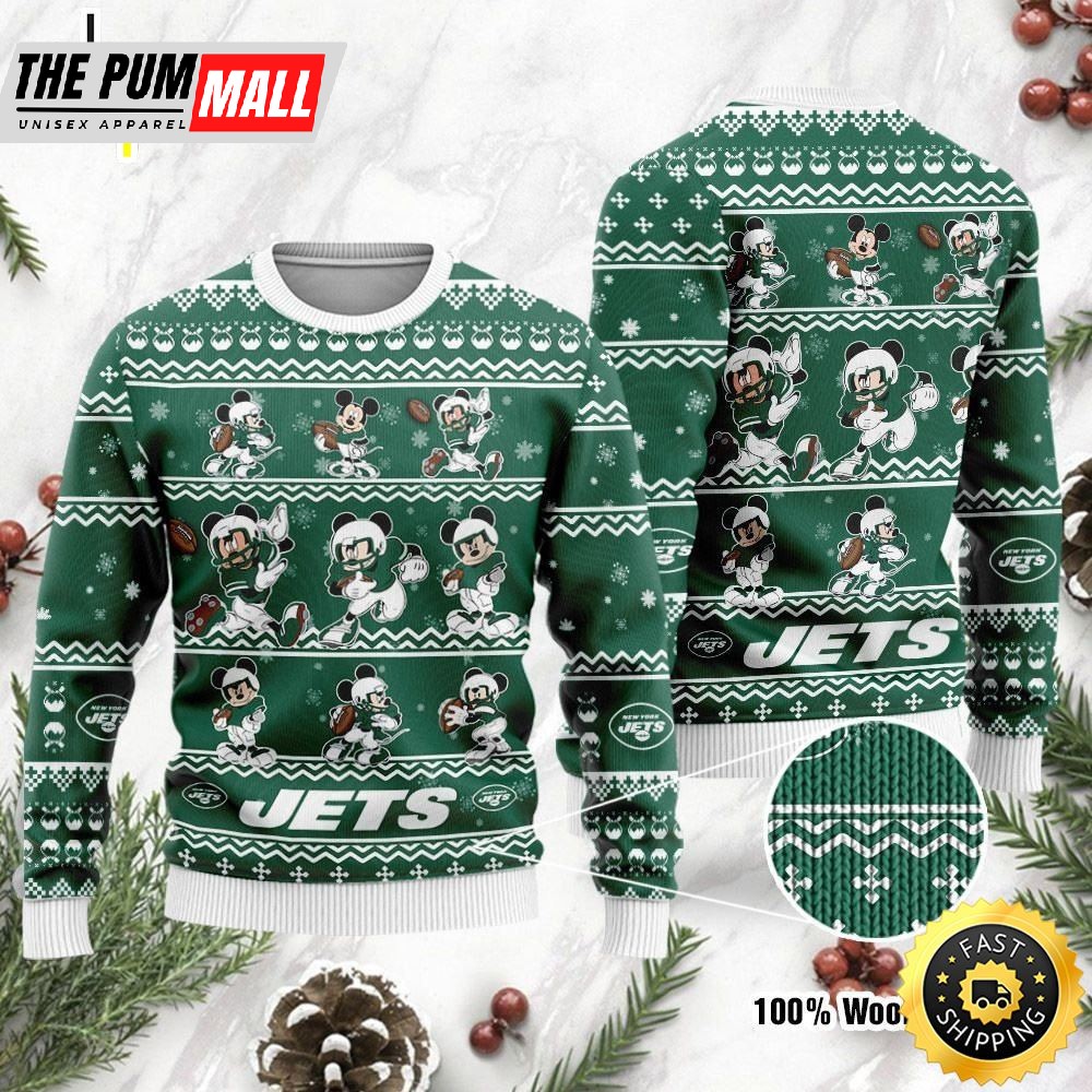 New York Jets Mickey Mouse Holiday Party Ugly Christmas Sweater, Perfect Holiday Gift
