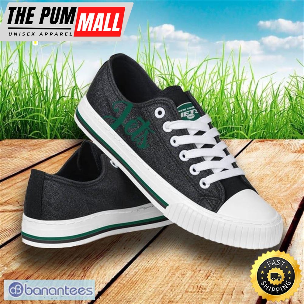 New York Jets NFL Men And Women Color Glitter Low Top Canvas Shoes For Fans