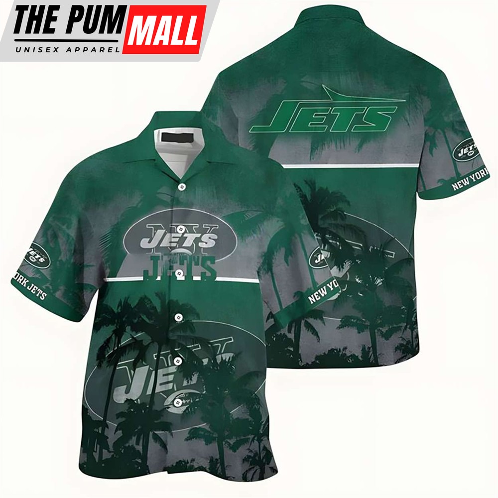 New York Jets Palm Coconut Coast Tropical Hawaiian Shirt