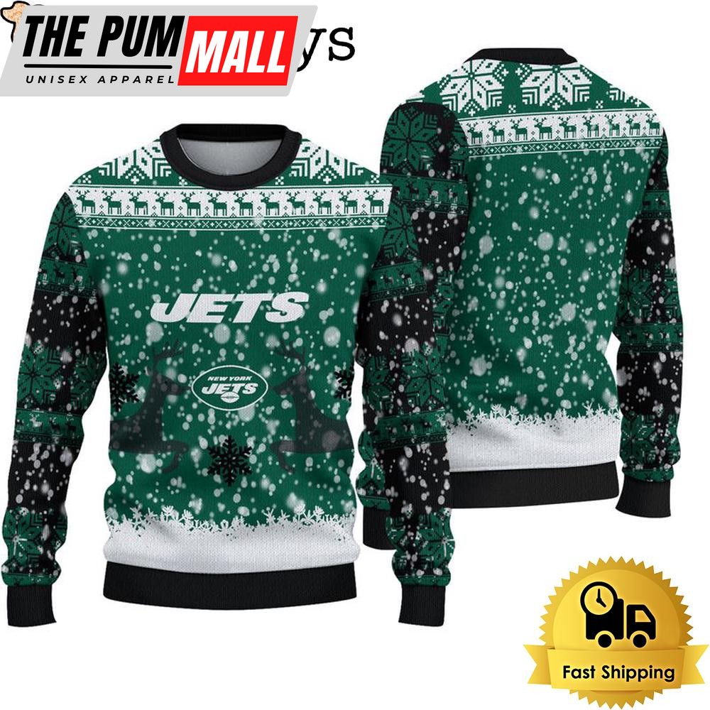 New York Jets Reindeer Football Ugly Christmas Sweater