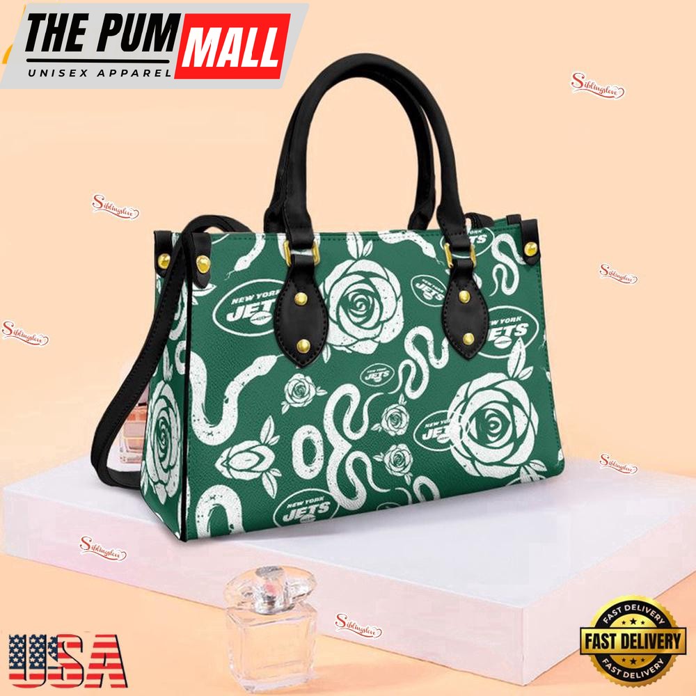 New York Jets Rose and Flower Pattern NFL Leather Handbag – Baseball Cap Snapback Hats
