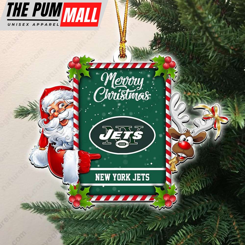 New York Jets Santa And Reindeer Funny Christmas Ornament NFL Gift Limited Edition