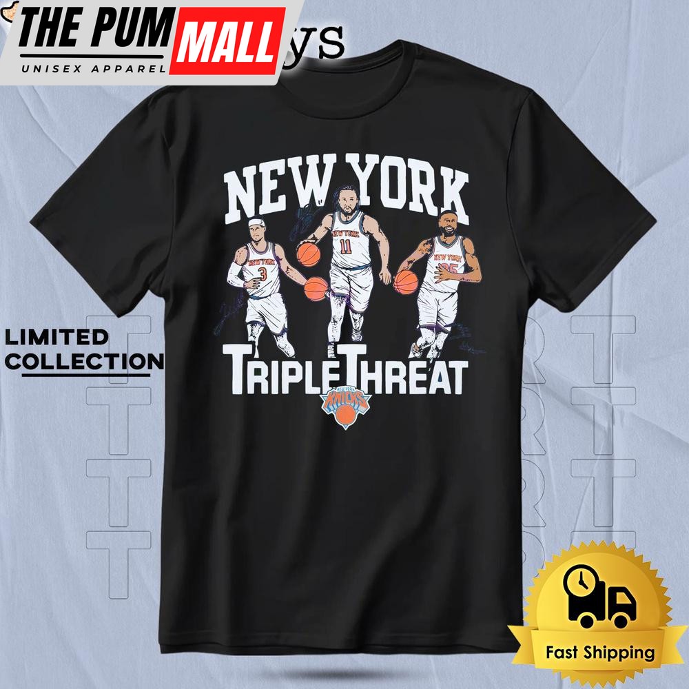 New York Knicks Triple Threat Hart Brunson Bridges Basketball T Shirt
