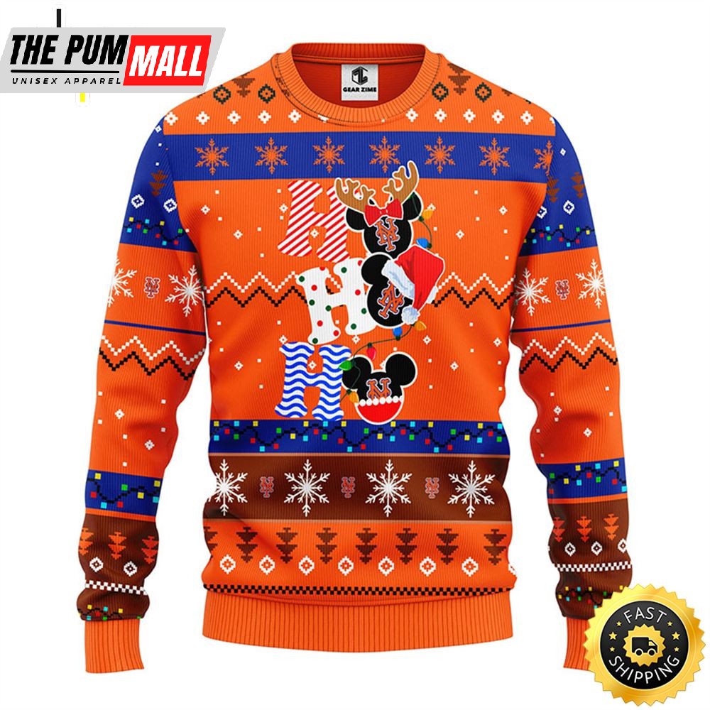 New York Mets Hohoho Mickey Christmas Ugly Sweater