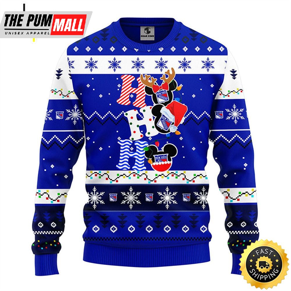 New York Rangers Hohoho Mickey Christmas Ugly Sweater