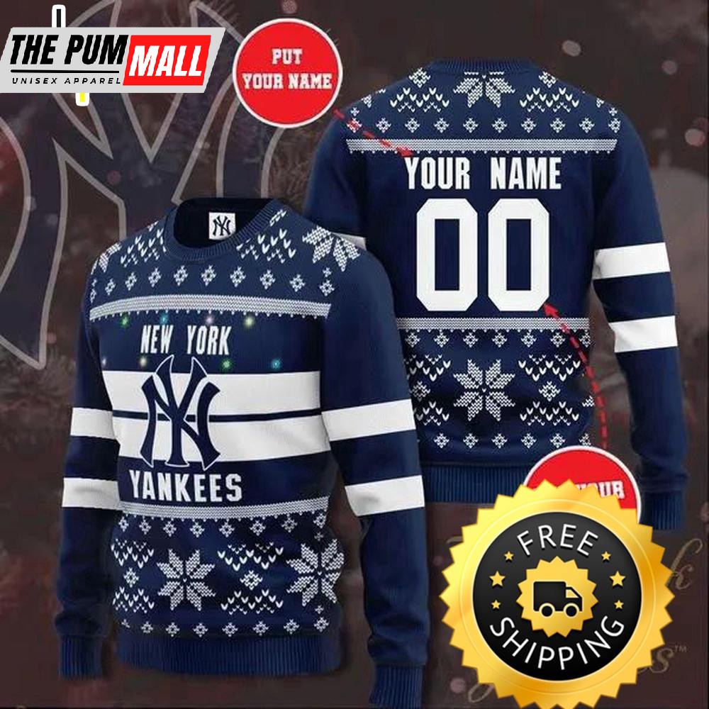 New York Yankees Custom Ugly Christmas Sweater, New York Yankees Ugly Sweater, MLB Christmas Sweater