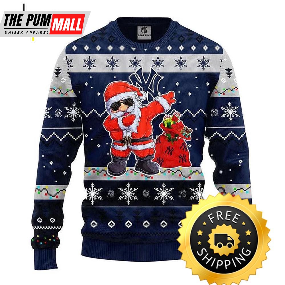 New York Yankees Dabbing Santa Claus Ugly Christmas Sweater, New York Yankees Ugly Sweater, MLB Christmas Sweater