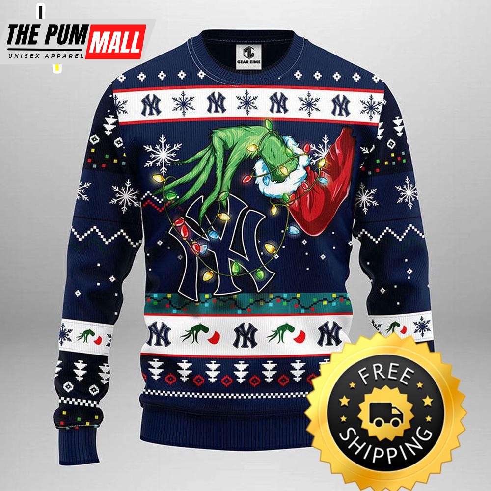 New York Yankees Grinch Ugly Christmas Sweater, New York Yankees Ugly Sweater, MLB Christmas Sweater