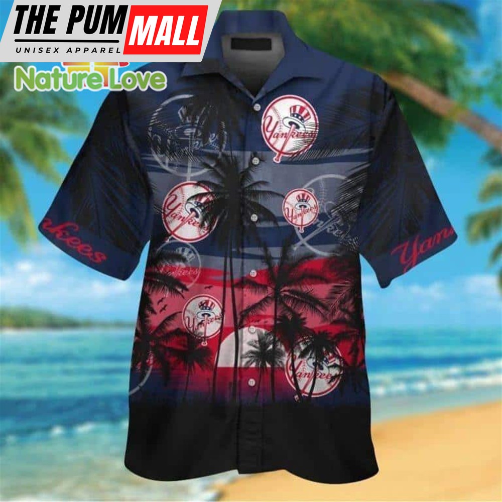 New York Yankees Palm Sunset Beach Hawaiian Shirt