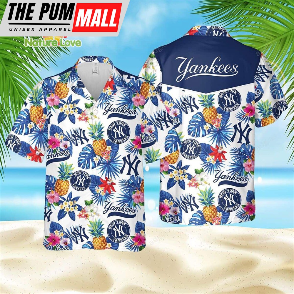 New York Yankees Pineapple Tropical Fruit Hawaiian Shirt