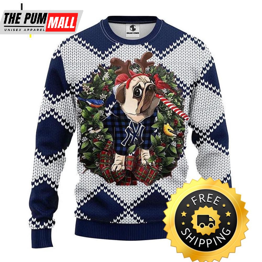 New York Yankees Pub Dog Ugly Christmas Sweater, New York Yankees Ugly Sweater, MLB Christmas Sweater