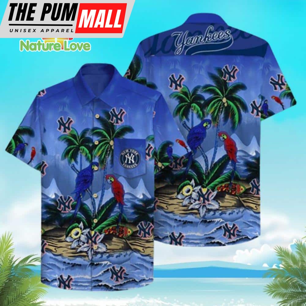New York Yankees Tropical Island Painting Hawaiian Shirt