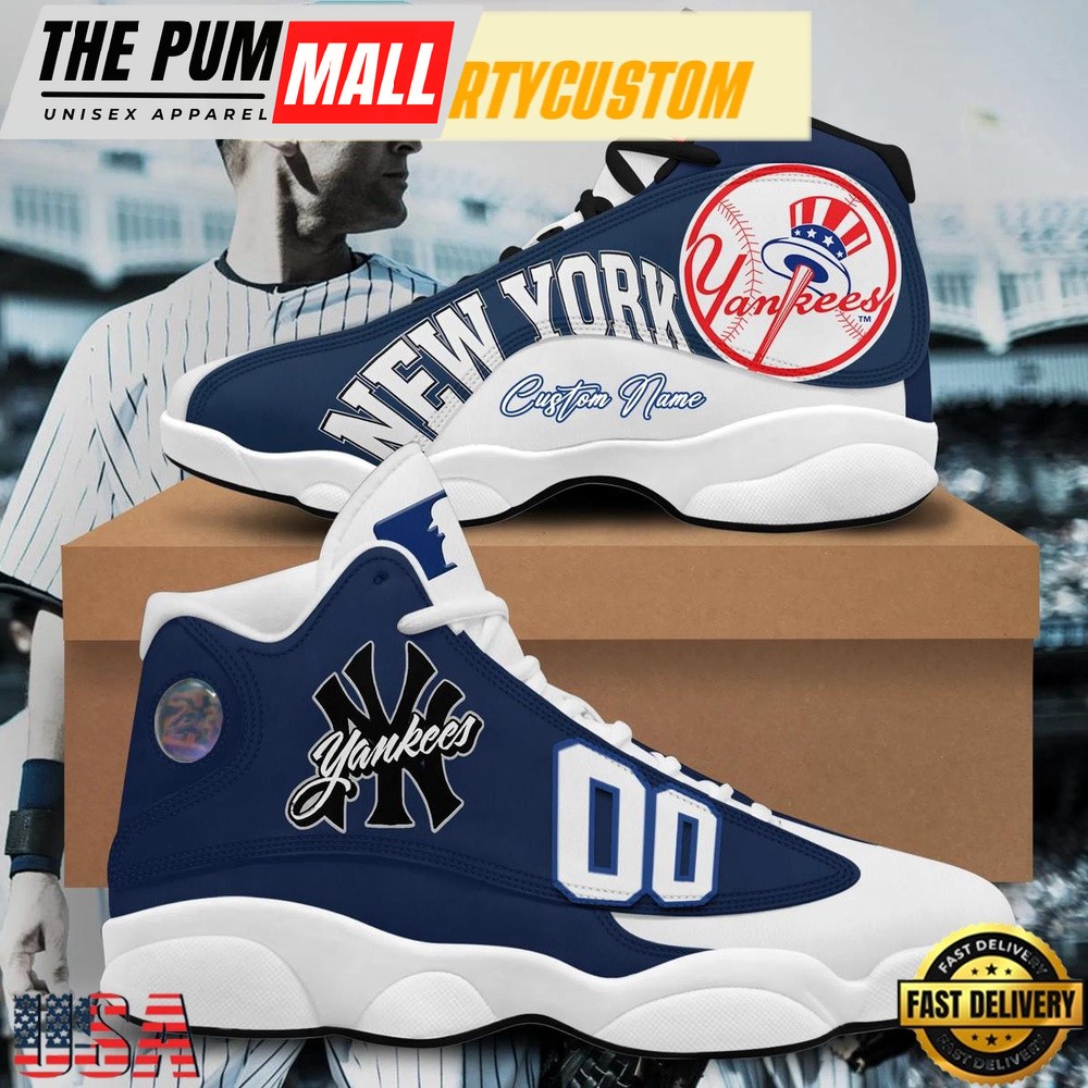 New York Yankees True Baseball Team Custom Name Air Jd 13 Shoes Running Sneakers For Womens