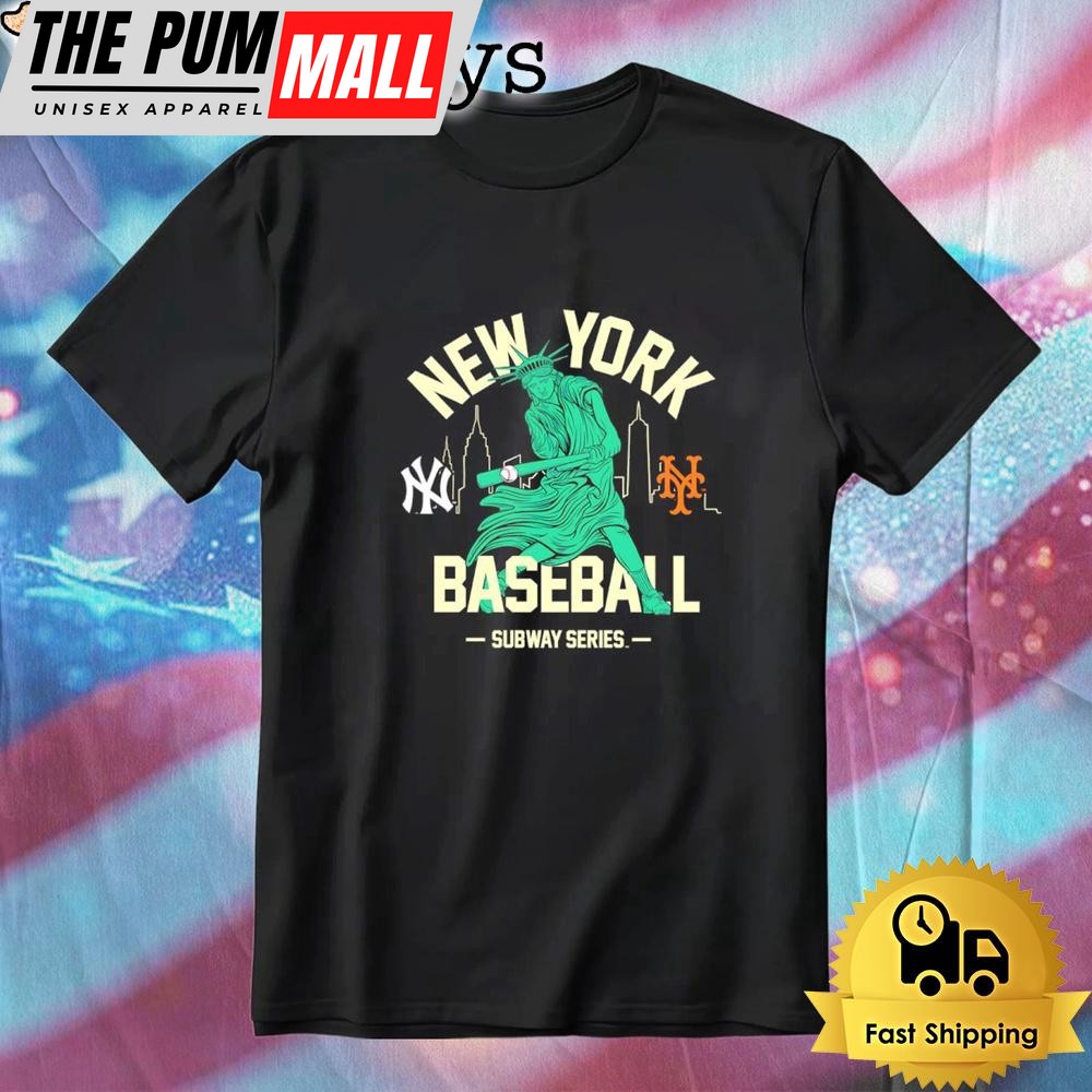 New York Yankees Vs New York Mets Women’s Subway Series Swinging Liberty T-Shirt
