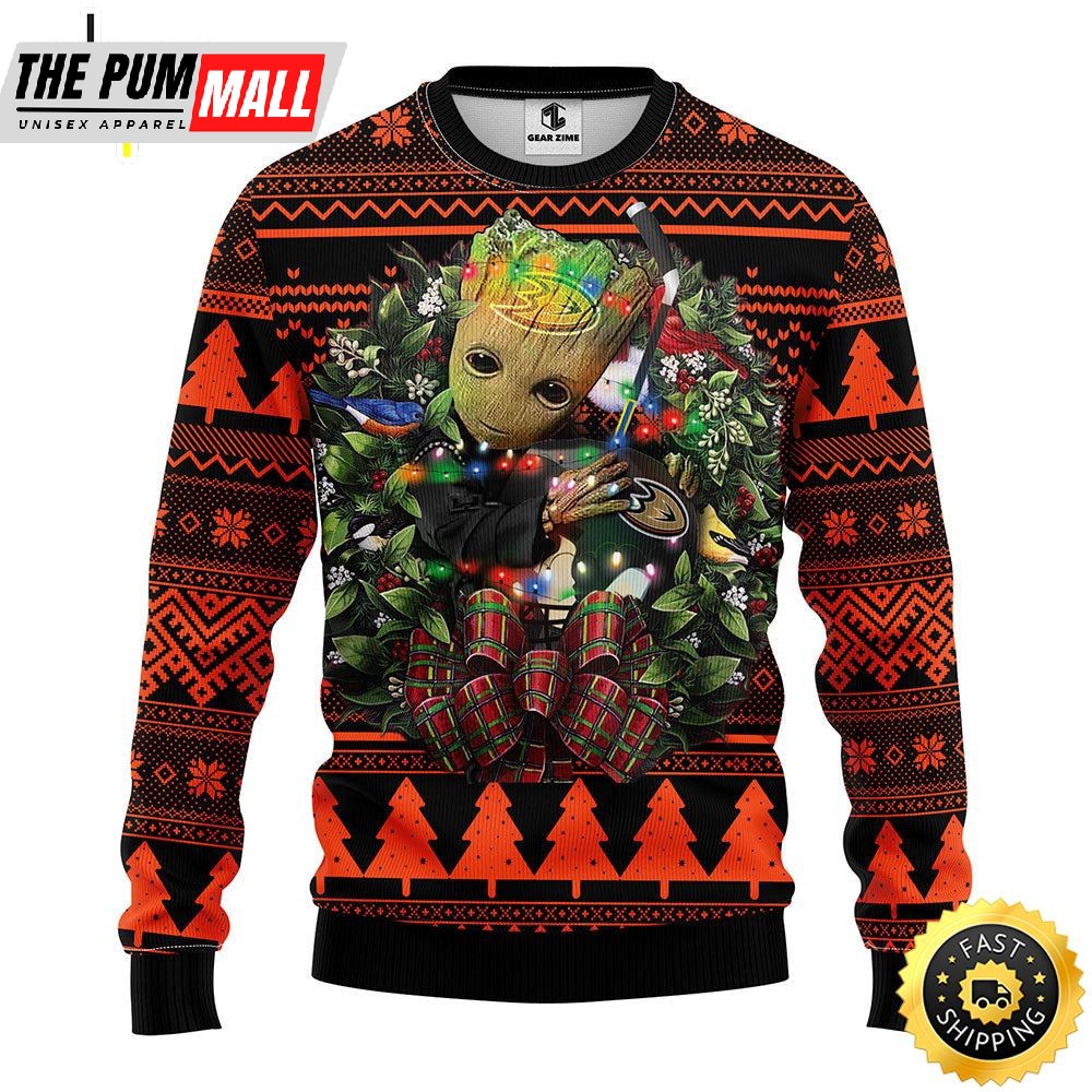 NFL Anaheim Ducks Groot Hug Christmas Ugly Sweater