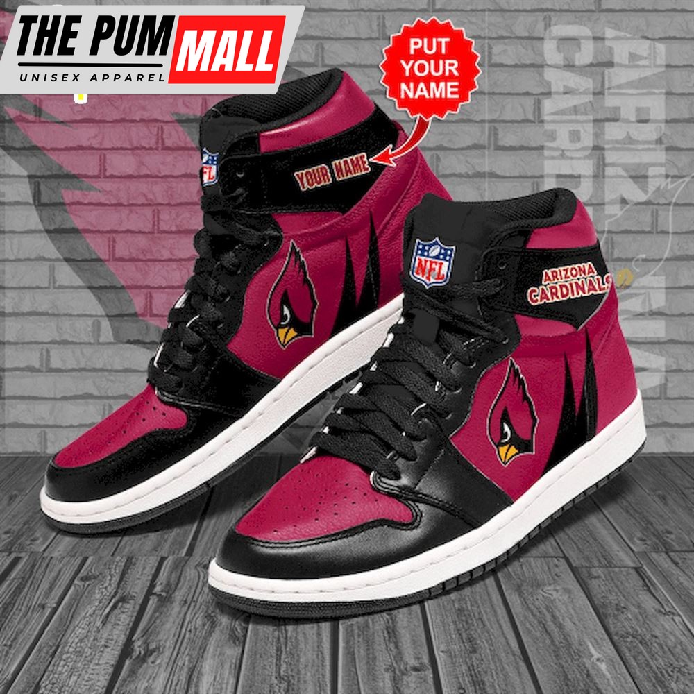 NFL Arizona Cardinals Custom Name Red Black Air Jd 1 High Sneakers