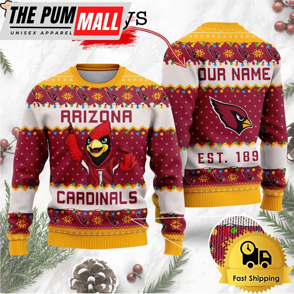 NFL Arizona Cardinals Cute Mascot Custom Ugly Christmas Sweater