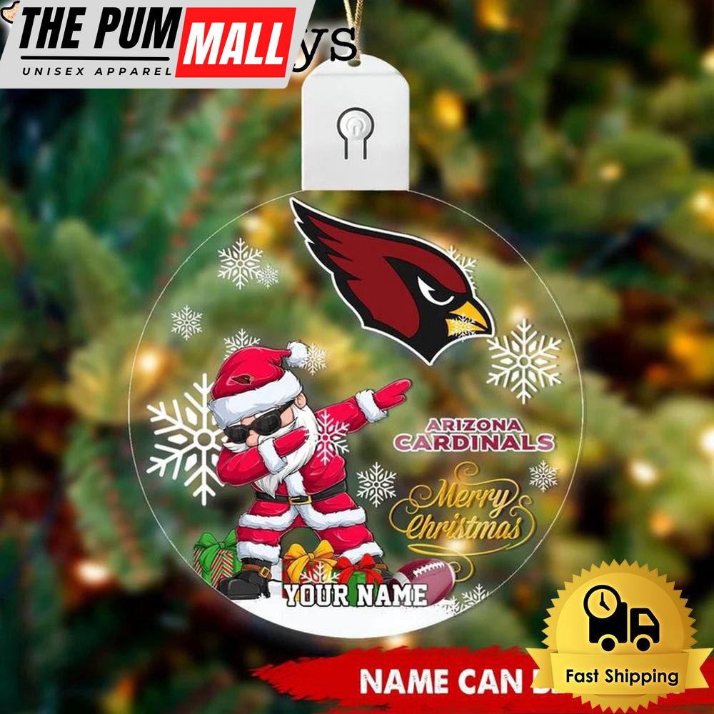 NFL Arizona Cardinals Dabbing Santa Custom Circle Led Acrylic Ornament Limited Edition