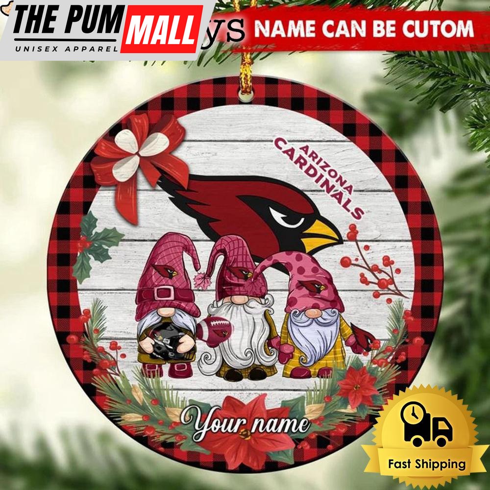 NFL Arizona Cardinals Football 3 Gnome Custom Christmas Ornament Limited Edition