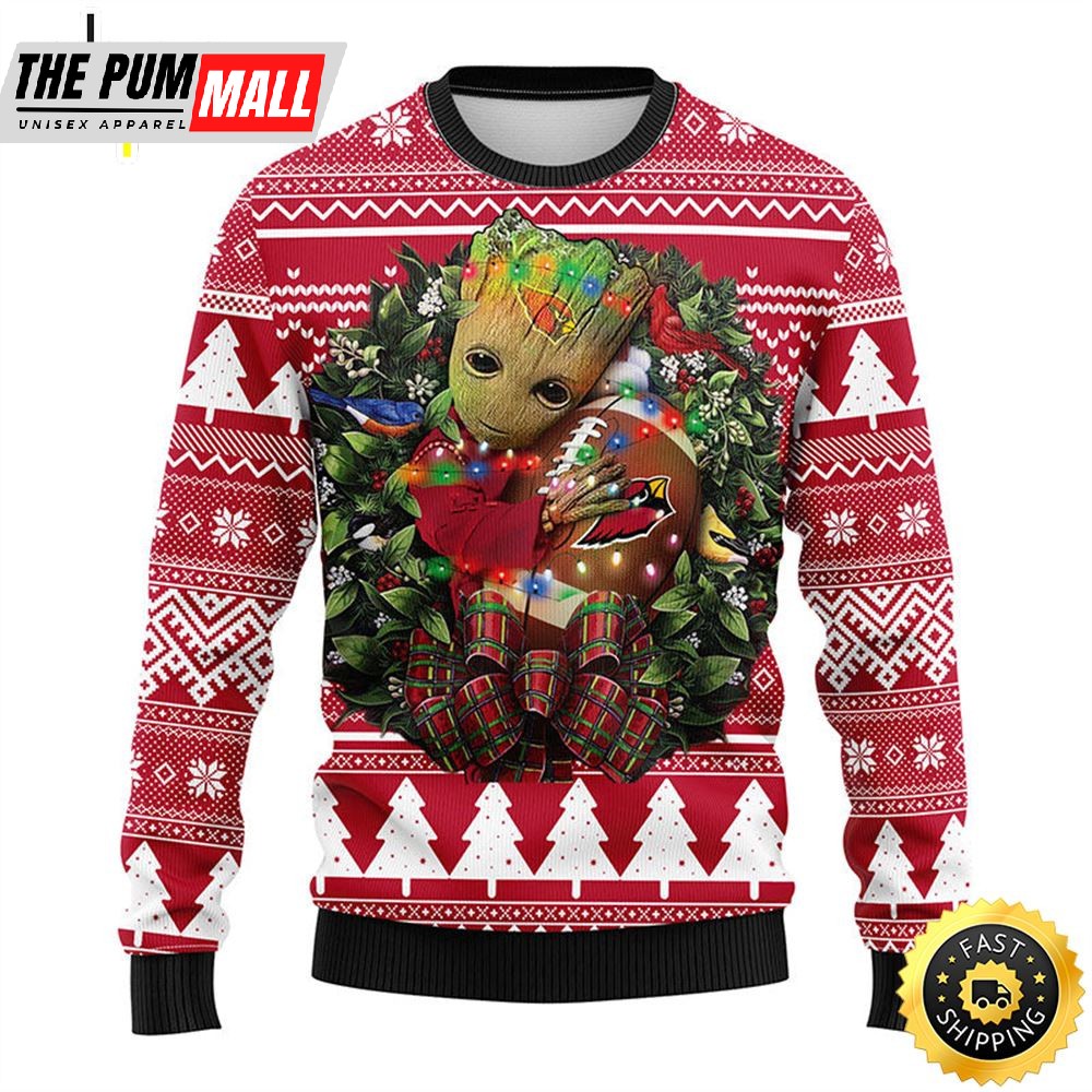 NFL Arizona Cardinals Groot Hug Christmas Ugly Sweater