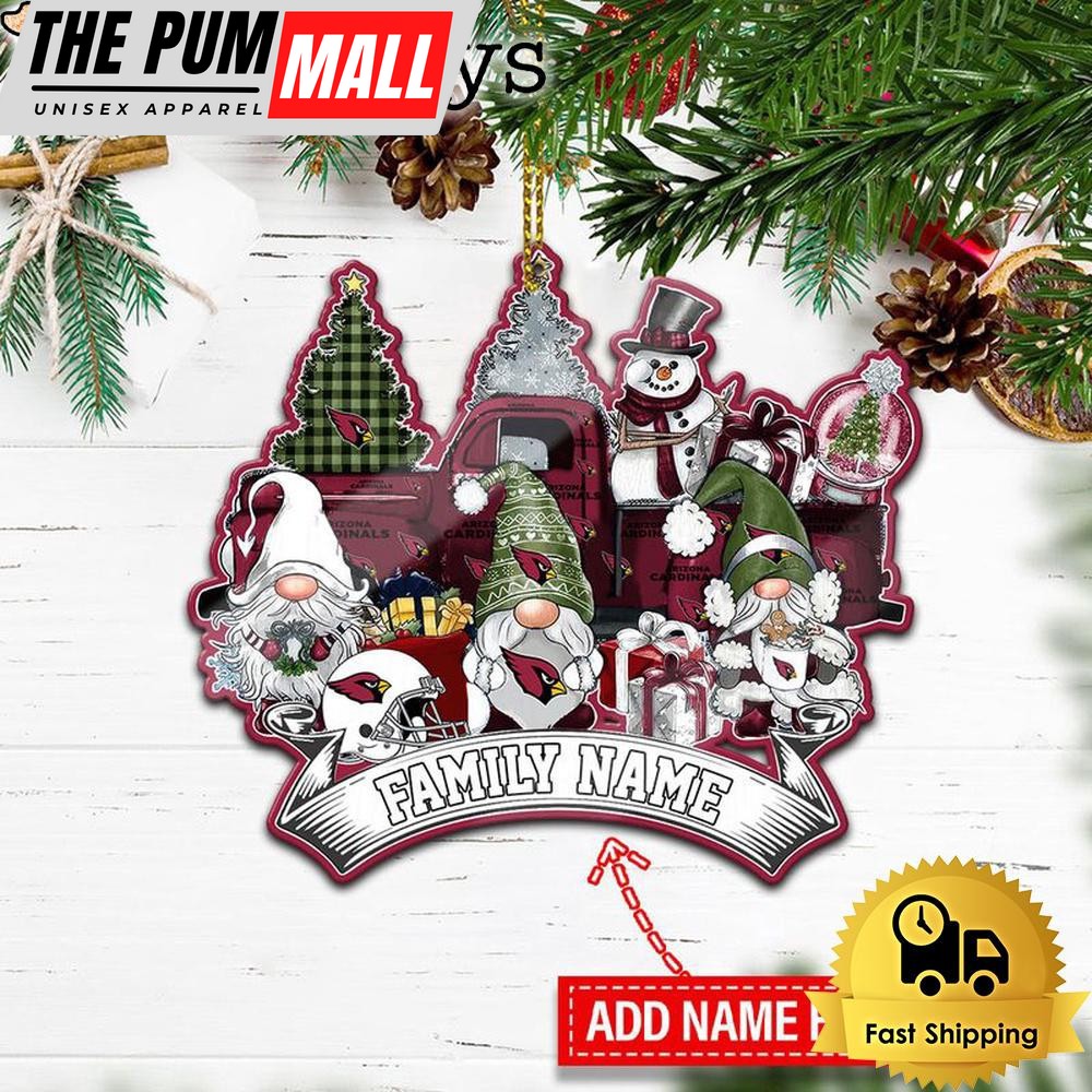 NFL Arizona Cardinals Personalized Name Gnome Christmas Ornament Limited Edition