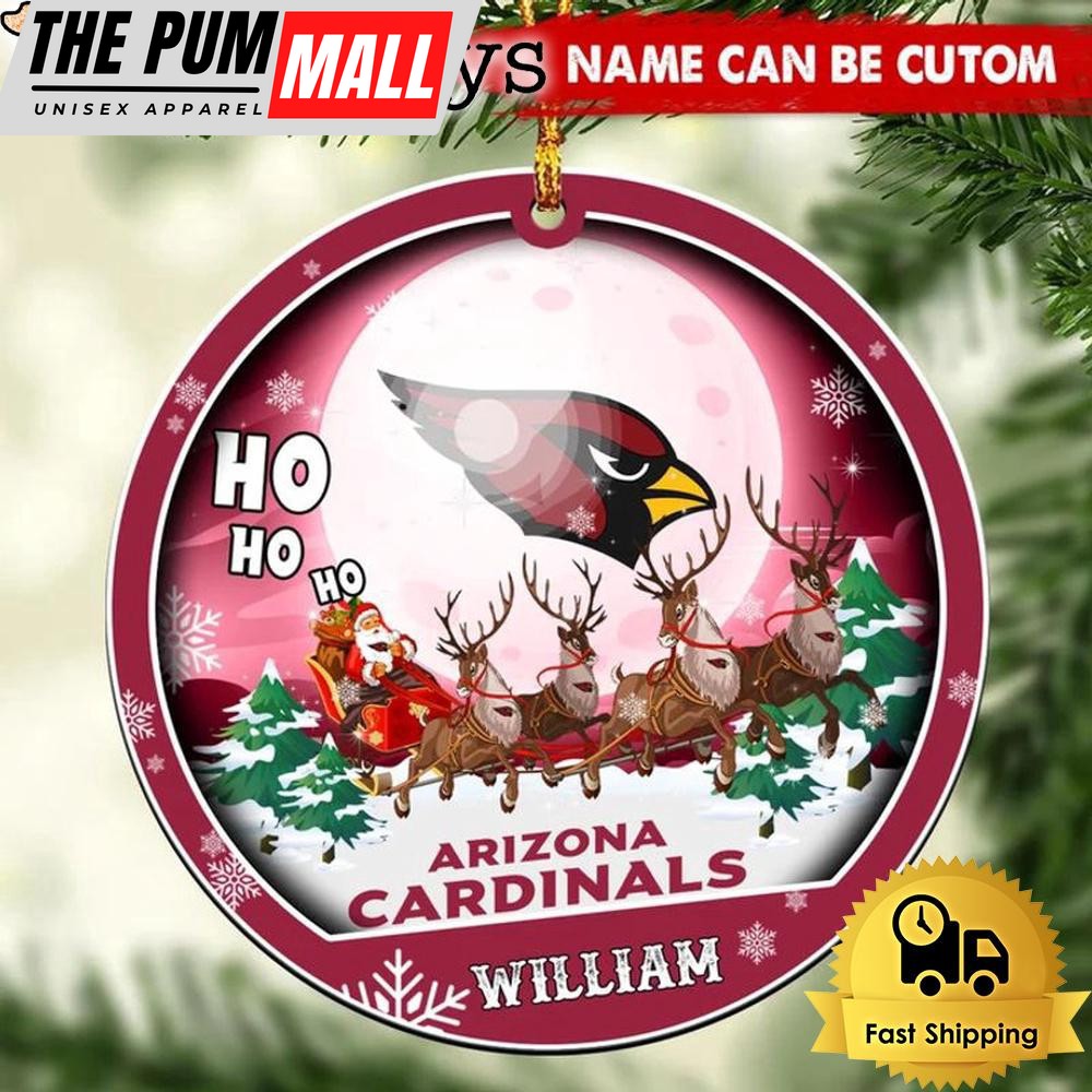 NFL Arizona Cardinals Santa And Reindeers Logo Team Custom Christmas Ornament Limited Edition