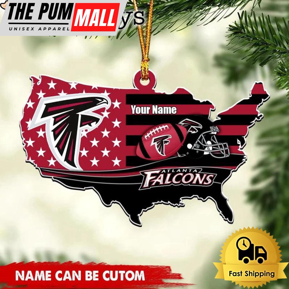 NFL Atlanta Falcons American Flag Logo Team Custom Christmas Ornament Limited Edition