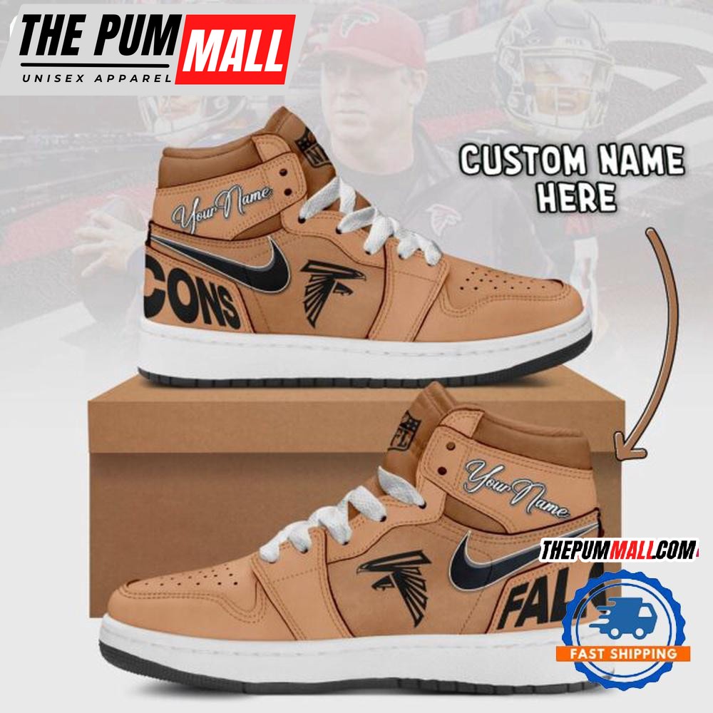 NFL Atlanta Falcons Brown Air Jd 1 Hightop Shoes
