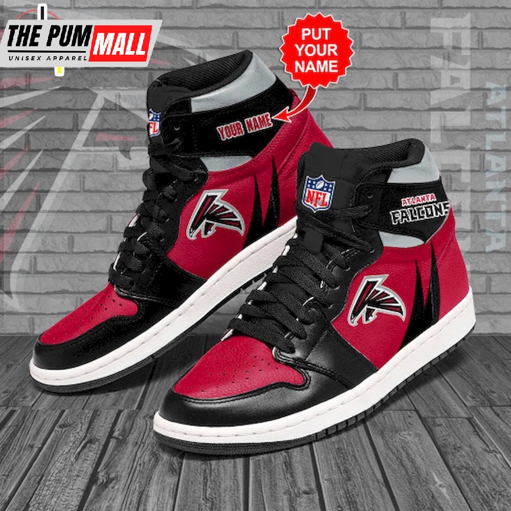 NFL Atlanta Falcons Custom Name Red Black Air Jd 1 High Sneakers