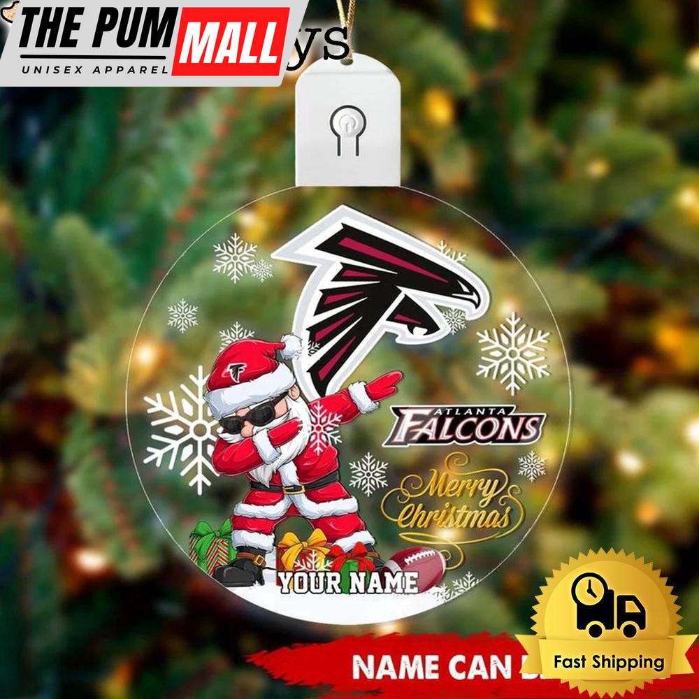 NFL Atlanta Falcons Dabbing Santa Custom Circle Led Acrylic Ornament Limited Edition