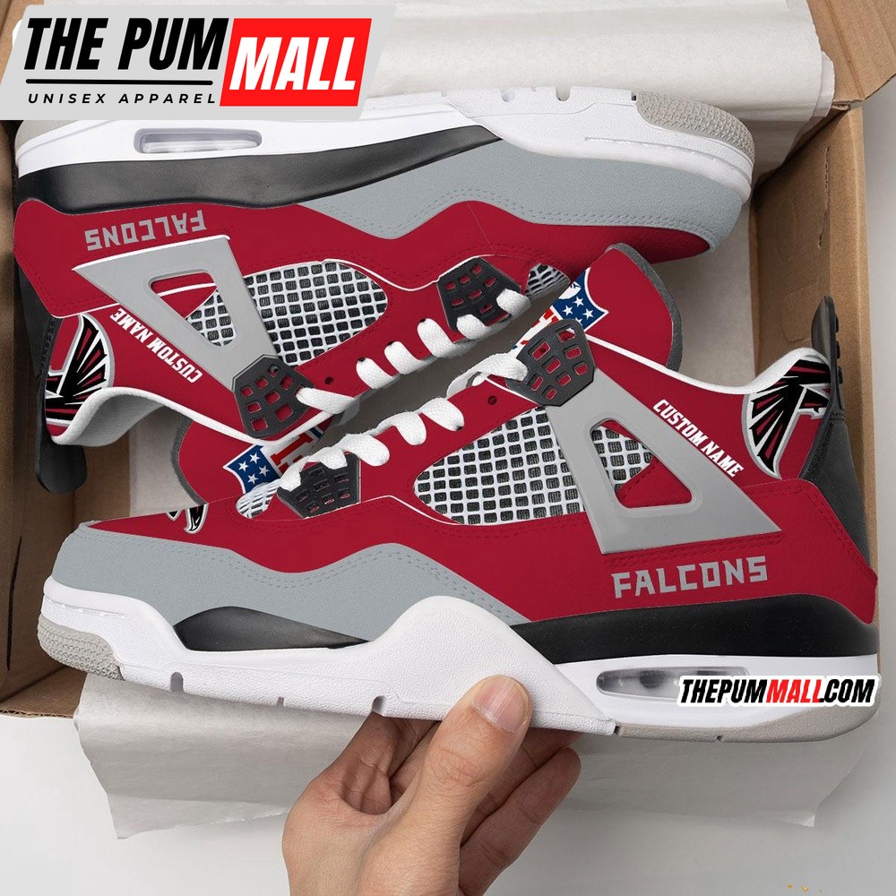 NFL Atlanta Falcons Football Team Air Jd 4 Shoes, Personalized AJ4 Sneaker