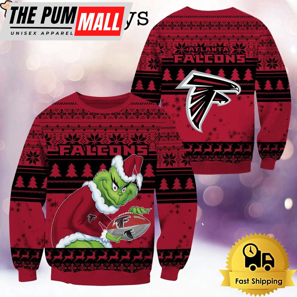 NFL Atlanta Falcons Grinch Custom Name Ugly Christmas Sweater
