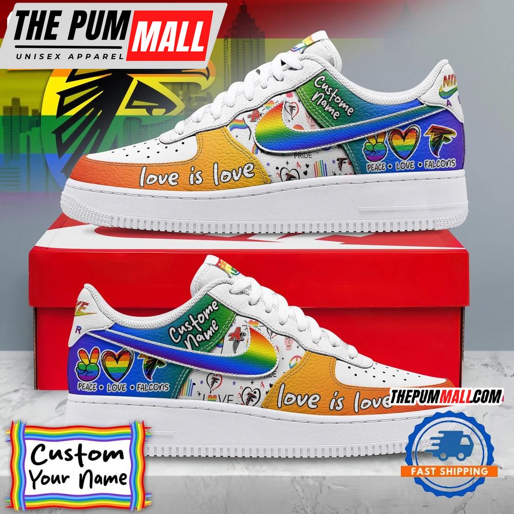 NFL Atlanta Falcons Pride Peace Love Falcons Custom Air Force 1 Shoes Sneaker