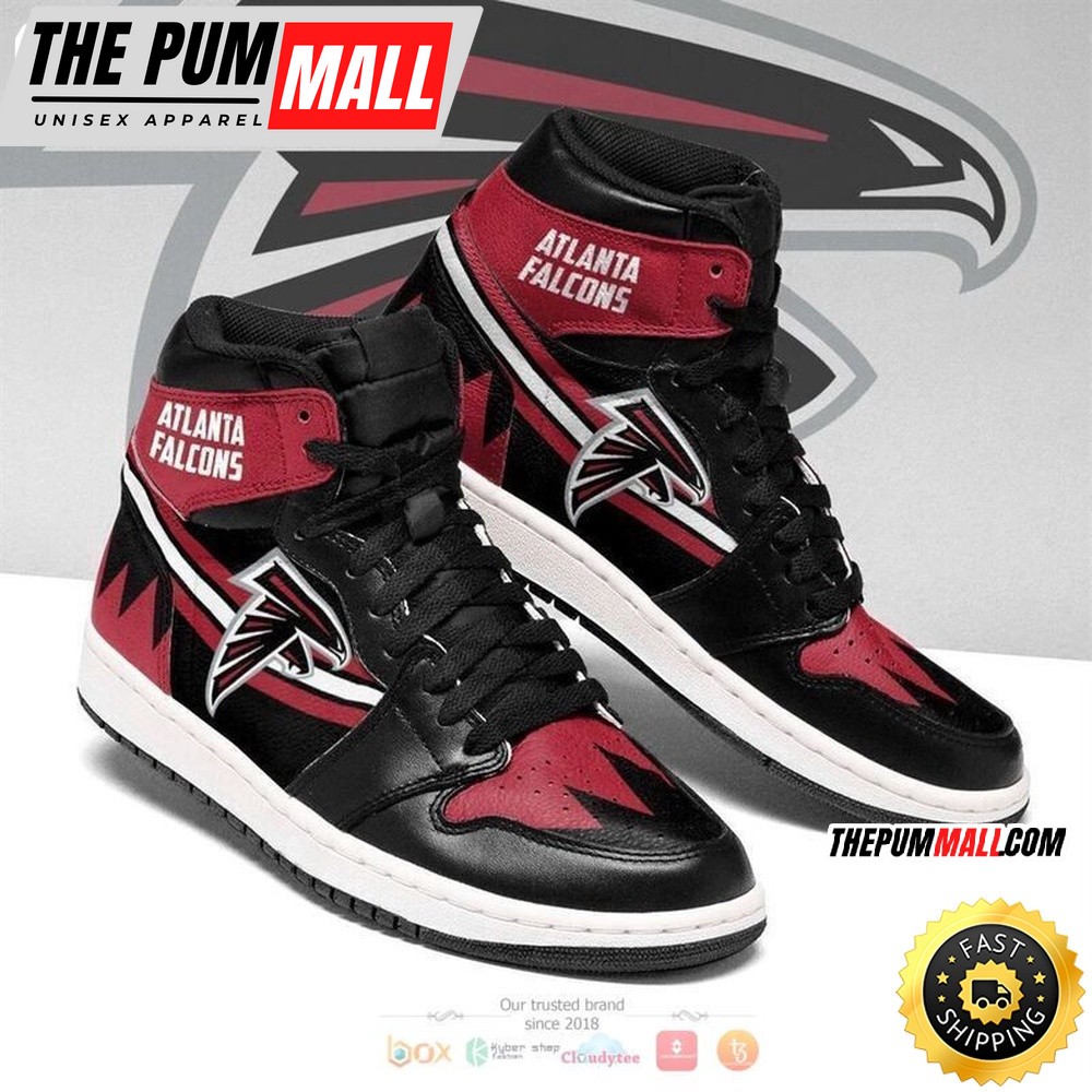 NFL Atlanta Falcons Red Black Air Jd 1 High Sneakers For Fans