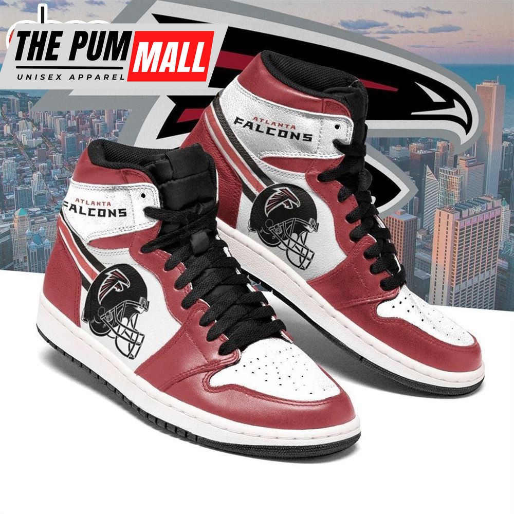NFL Atlanta Falcons Red White Helmet Air Jd 1 High Sneakers