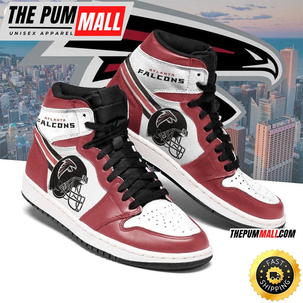NFL Atlanta Falcons Red White Helmet Air Jd 1 High Sneakers