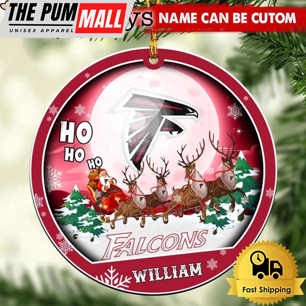NFL Atlanta Falcons Santa And Reindeers Logo Team Custom Christmas Ornament Limited Edition